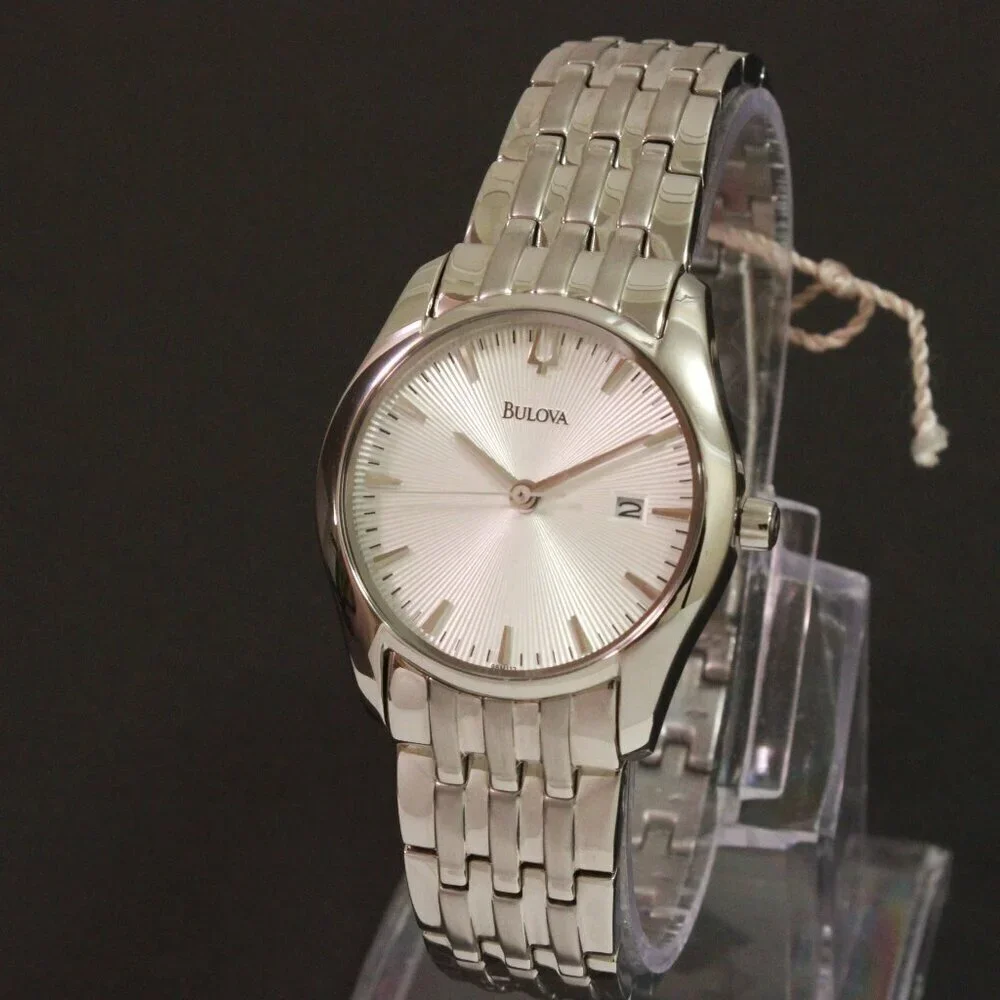 Bulova Ladies Classic Watch Silver Textured Dial Raised Indices Stainless 29mm - Picture 4 of 13